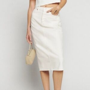 Reformation Jayde High Rise Denim Midi Skirt